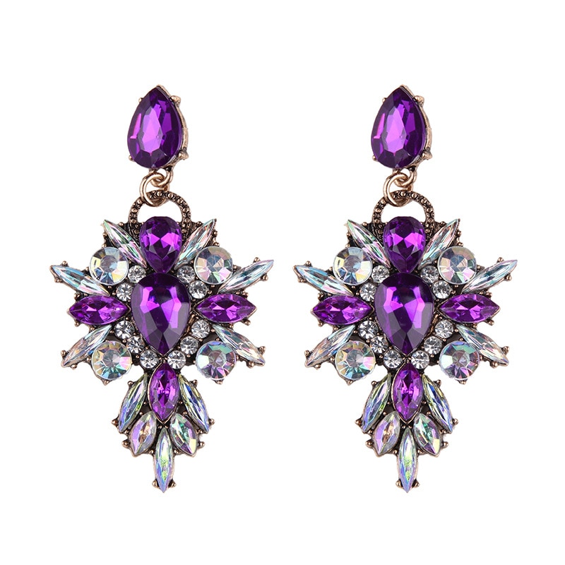 7 Colors Big Brand Luxury Flower Crystal Dangle Earrings Fashion ...